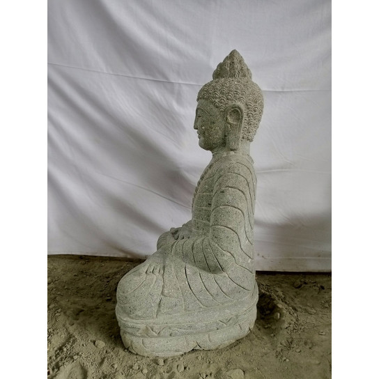 Estatua de buda sentado de piedra jardín zen collar 50 cm