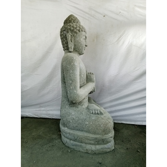 Estatua de buda sentado de piedra volcánica posición chakra 80 cm