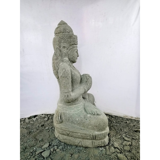 Estatua de jardin diosa balinesa con flor de piedra natural 50 cm