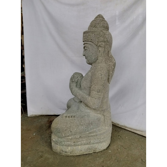 Estatua de jardin diosa balinesa con flor de piedra natural 50 cm