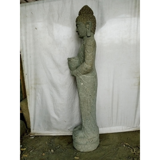 Estatua de piedra volcánica buda de pie bol ofrenda 150 cm