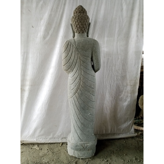 Estatua de piedra volcánica buda de pie bol ofrenda 150 cm