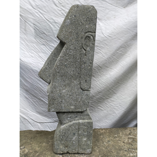 Estatua de piedra volcánica moái rostro alargado 100 cm