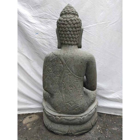 Estatua exterior de buda sentado zen de piedra volcánica posición chakra 1,20 m