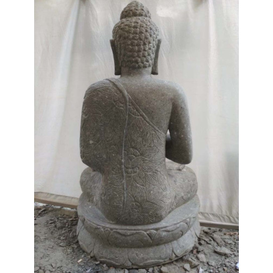 Estatua jardín zen buda piedra volcánica posición de rezo 120 cm