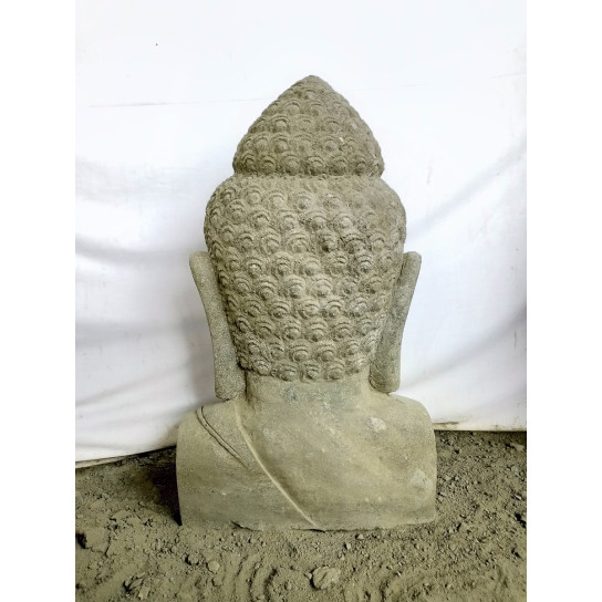 Estatua terraza zen busto de buda de piedra volcánica 40 cm