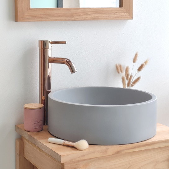 Lavabo de hormigón redondo 38cm gris Nox