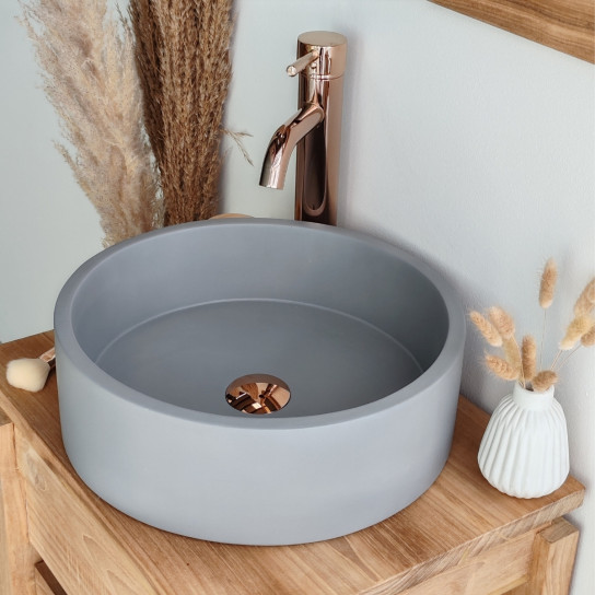 Lavabo de hormigón redondo 38cm gris Nox