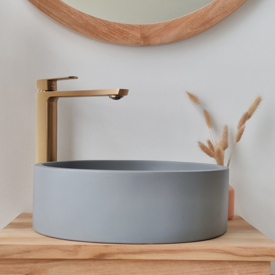 Lavabo de hormigón redondo 38cm gris oscuro Nox