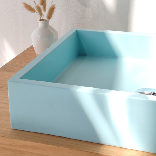 Lavabo rectangular de hormigón azul Okia