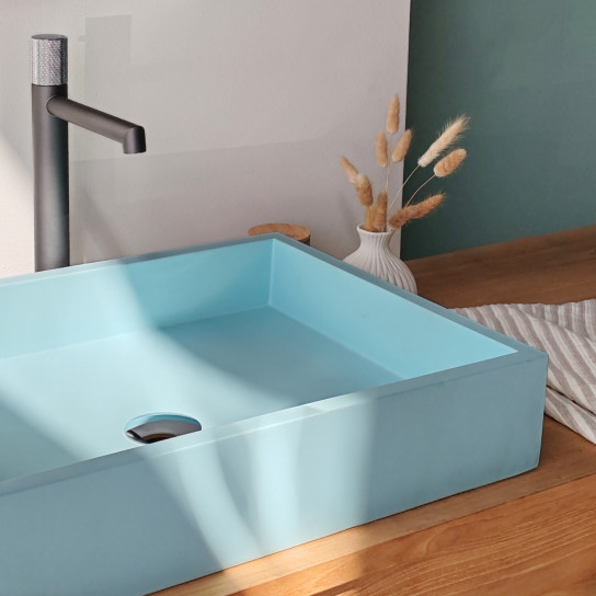 Lavabo rectangular de hormigón azul Okia