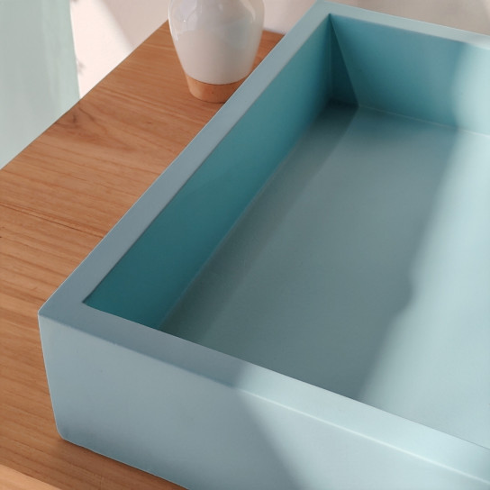 Lavabo rectangular de hormigón azul Okia