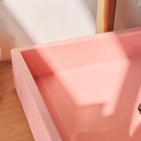 Lavabo rectangular de hormigón rosa Okia