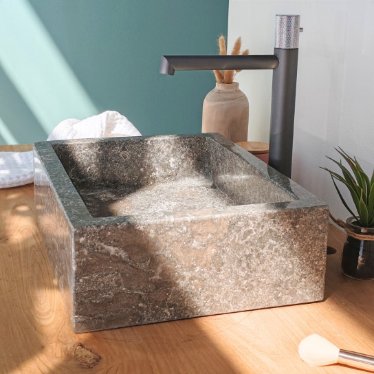 Lavabo sobre encimera cuarto de baño Milán rectángulo 30 x 40 cm gris